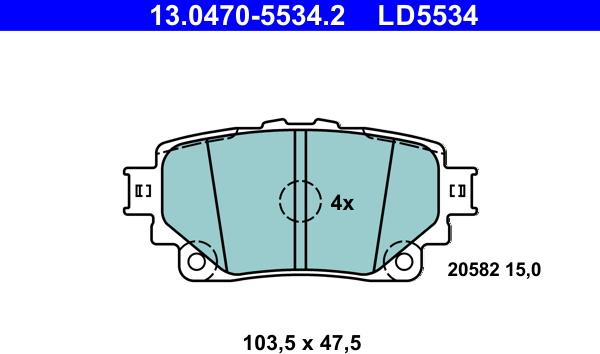 ATE 13.0470-5534.2 - Kit pastiglie freno, Freno a disco autozon.pro