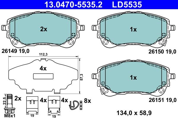 ATE 13.0470-5535.2 - Kit pastiglie freno, Freno a disco autozon.pro