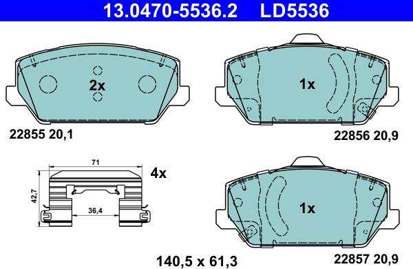 ATE 13.0470-5536.2 - Kit pastiglie freno, Freno a disco autozon.pro