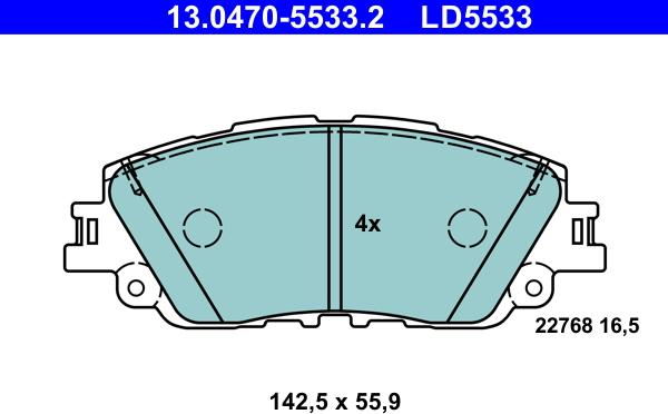 ATE 13.0470-5533.2 - Kit pastiglie freno, Freno a disco autozon.pro