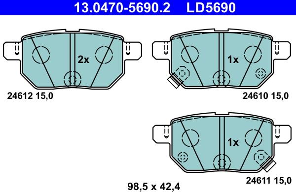 ATE 13.0470-5690.2 - Kit pastiglie freno, Freno a disco autozon.pro