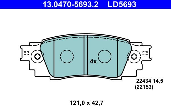 ATE 13.0470-5693.2 - Kit pastiglie freno, Freno a disco autozon.pro