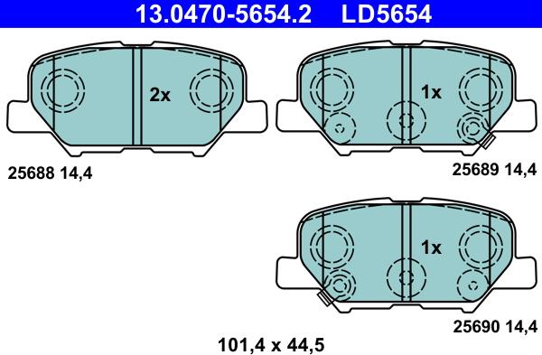 ATE 13.0470-5654.2 - Kit pastiglie freno, Freno a disco autozon.pro