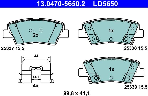 ATE 13.0470-5650.2 - Kit pastiglie freno, Freno a disco autozon.pro