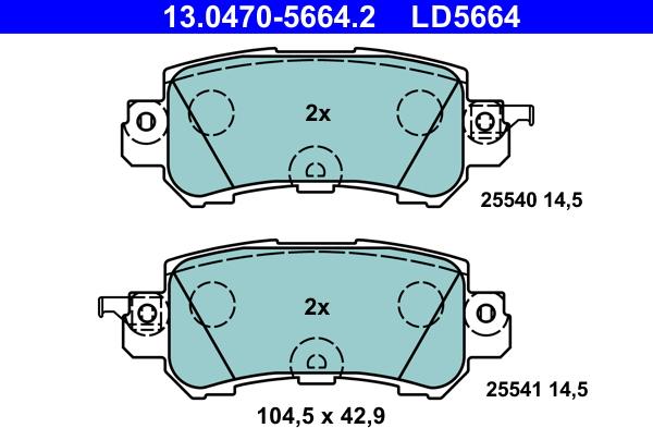 ATE 13.0470-5664.2 - Kit pastiglie freno, Freno a disco autozon.pro