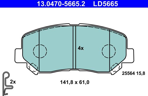 ATE 13.0470-5665.2 - Kit pastiglie freno, Freno a disco autozon.pro