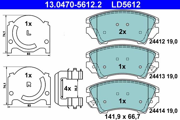 ATE 13.0470-5612.2 - Kit pastiglie freno, Freno a disco autozon.pro