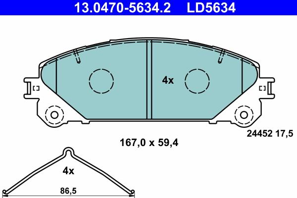 ATE 13.0470-5634.2 - Kit pastiglie freno, Freno a disco autozon.pro