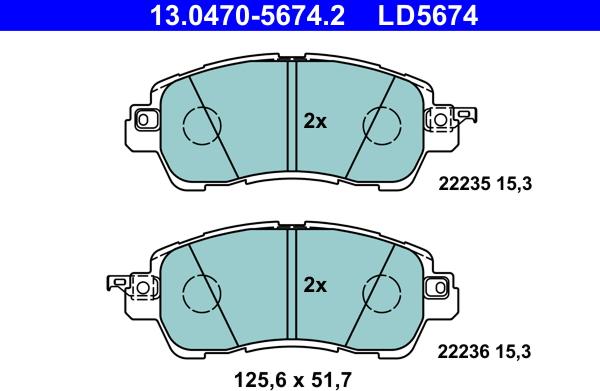 ATE 13.0470-5674.2 - Kit pastiglie freno, Freno a disco autozon.pro