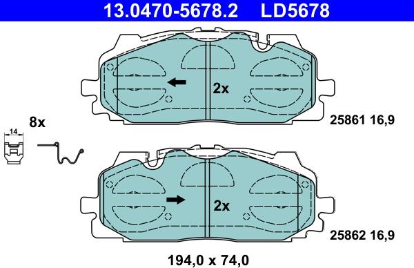 ATE 13.0470-5678.2 - Kit pastiglie freno, Freno a disco autozon.pro