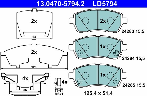 ATE 13.0470-5794.2 - Kit pastiglie freno, Freno a disco autozon.pro