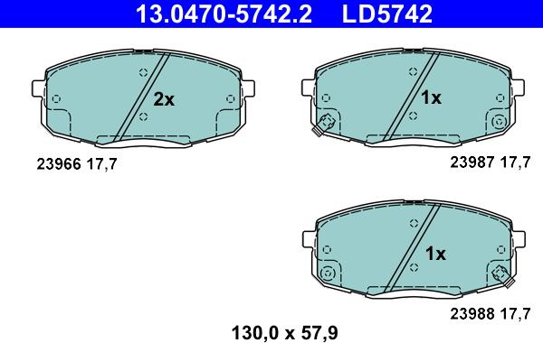 ATE 13.0470-5742.2 - Kit pastiglie freno, Freno a disco autozon.pro