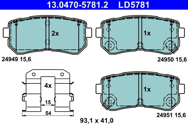 ATE 13.0470-5781.2 - Kit pastiglie freno, Freno a disco autozon.pro