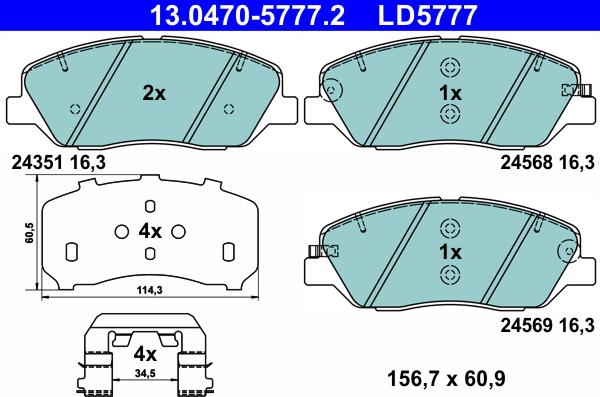 ATE 13.0470-5777.2 - Kit pastiglie freno, Freno a disco autozon.pro