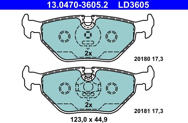 ATE 13.0470-3605.2 - Kit pastiglie freno, Freno a disco autozon.pro