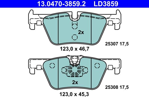 ATE 13.0470-3859.2 - Kit pastiglie freno, Freno a disco autozon.pro