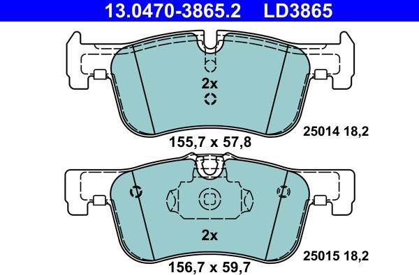 ATE 13.0470-3865.2 - Kit pastiglie freno, Freno a disco autozon.pro