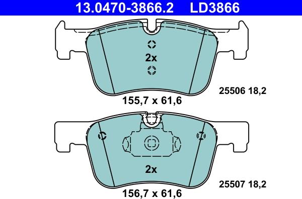 ATE 13.0470-3866.2 - Kit pastiglie freno, Freno a disco autozon.pro