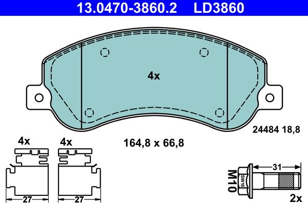 ATE 13.0470-3860.2 - Kit pastiglie freno, Freno a disco autozon.pro