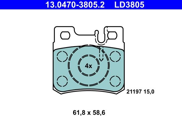 ATE 13.0470-3805.2 - Kit pastiglie freno, Freno a disco autozon.pro