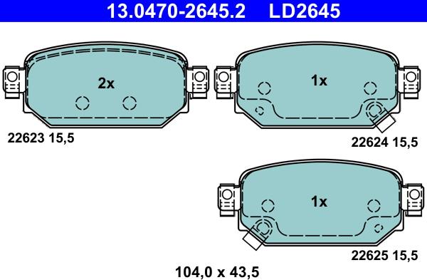 ATE 13.0470-2645.2 - Kit pastiglie freno, Freno a disco autozon.pro