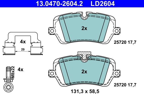 ATE 13.0470-2604.2 - Kit pastiglie freno, Freno a disco autozon.pro