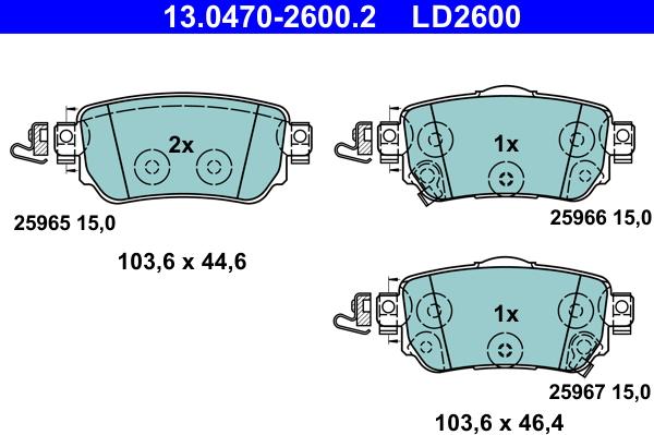 ATE 13.0470-2600.2 - Kit pastiglie freno, Freno a disco autozon.pro