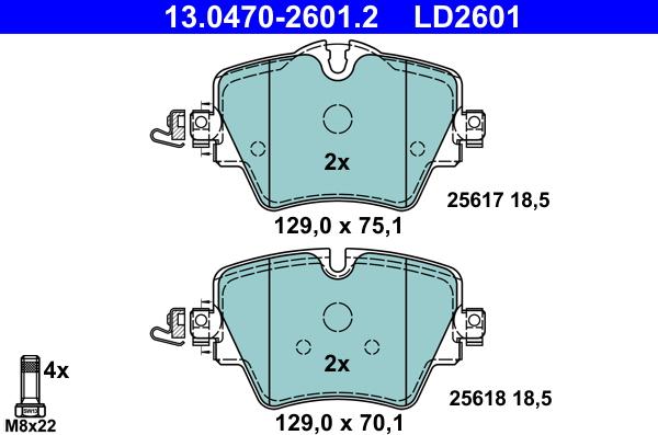 ATE 13.0470-2601.2 - Kit pastiglie freno, Freno a disco autozon.pro