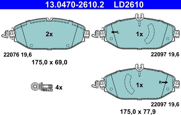 ATE 13.0470-2610.2 - Kit pastiglie freno, Freno a disco autozon.pro