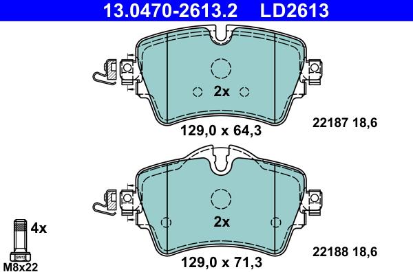 ATE 13.0470-2613.2 - Kit pastiglie freno, Freno a disco autozon.pro