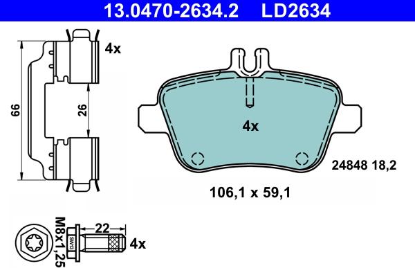 ATE 13.0470-2634.2 - Kit pastiglie freno, Freno a disco autozon.pro