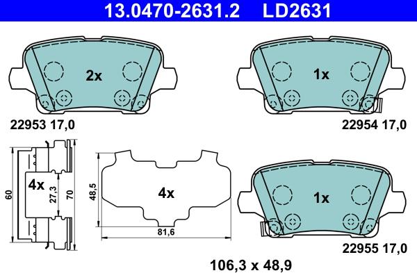 ATE 13.0470-2631.2 - Kit pastiglie freno, Freno a disco autozon.pro