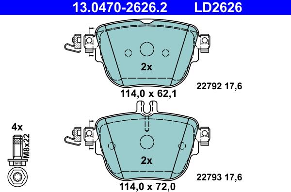 ATE 13.0470-2626.2 - Kit pastiglie freno, Freno a disco autozon.pro