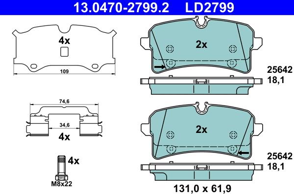 ATE 13.0470-2799.2 - Kit pastiglie freno, Freno a disco autozon.pro