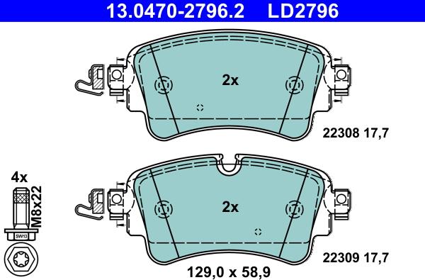 ATE 13.0470-2796.2 - Kit pastiglie freno, Freno a disco autozon.pro