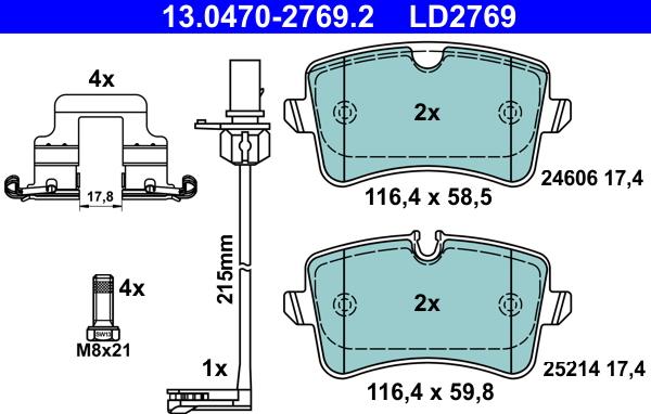 ATE 13.0470-2769.2 - Kit pastiglie freno, Freno a disco autozon.pro