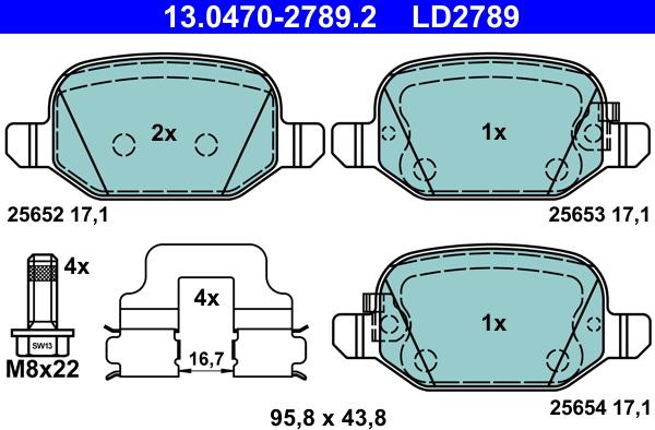 ATE 13.0470-2789.2 - Kit pastiglie freno, Freno a disco autozon.pro