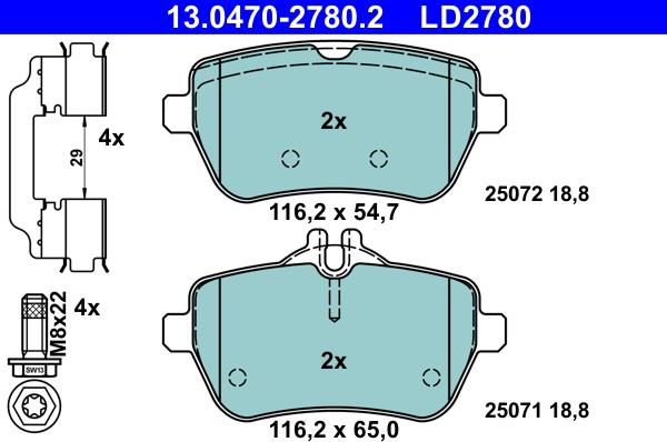 ATE 13.0470-2780.2 - Kit pastiglie freno, Freno a disco autozon.pro