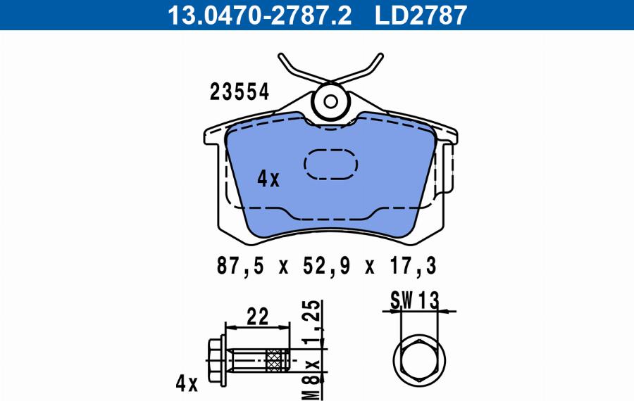 ATE 13.0470-2787.2 - Kit pastiglie freno, Freno a disco autozon.pro