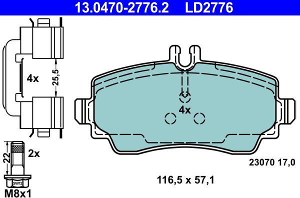 ATE 13.0470-2776.2 - Kit pastiglie freno, Freno a disco autozon.pro