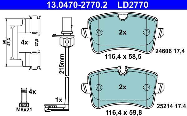 ATE 13.0470-2770.2 - Kit pastiglie freno, Freno a disco autozon.pro