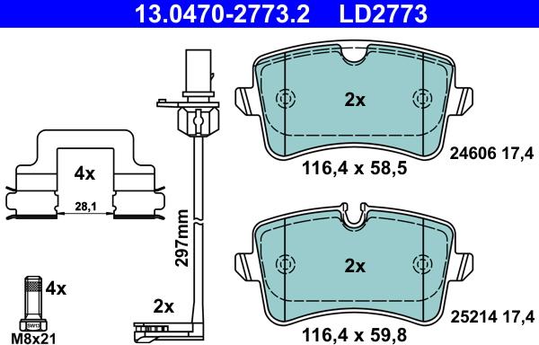 ATE 13.0470-2773.2 - Kit pastiglie freno, Freno a disco autozon.pro