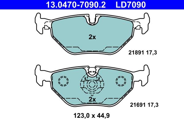 ATE 13.0470-7090.2 - Kit pastiglie freno, Freno a disco autozon.pro