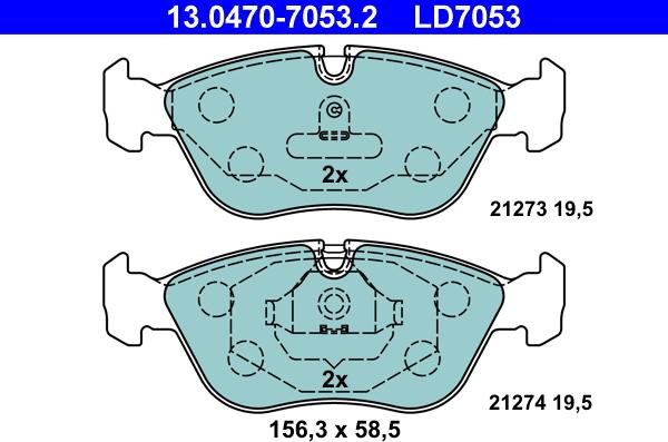 ATE 13.0470-7053.2 - Kit pastiglie freno, Freno a disco autozon.pro