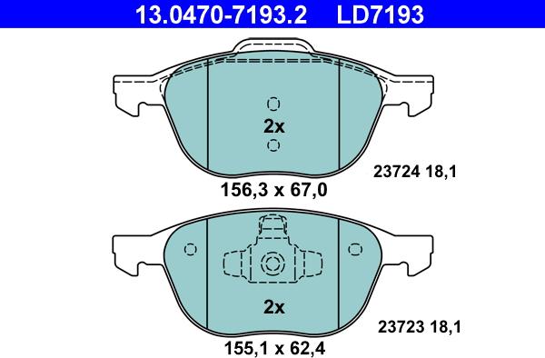 ATE 13.0470-7193.2 - Kit pastiglie freno, Freno a disco autozon.pro