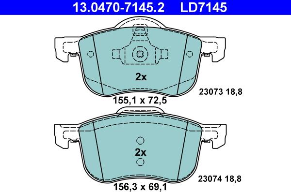 ATE 13.0470-7145.2 - Kit pastiglie freno, Freno a disco autozon.pro