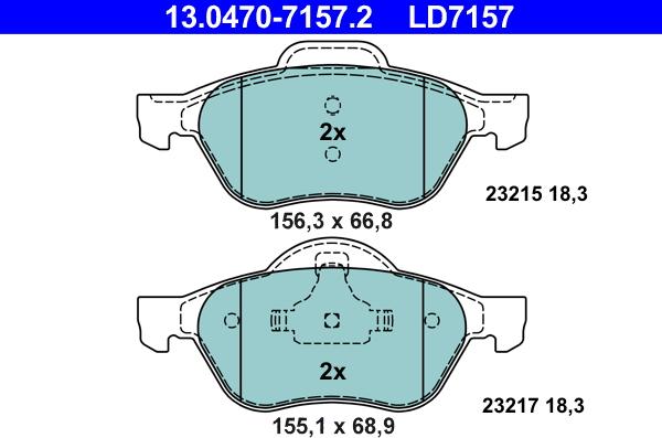 ATE 13.0470-7157.2 - Kit pastiglie freno, Freno a disco autozon.pro