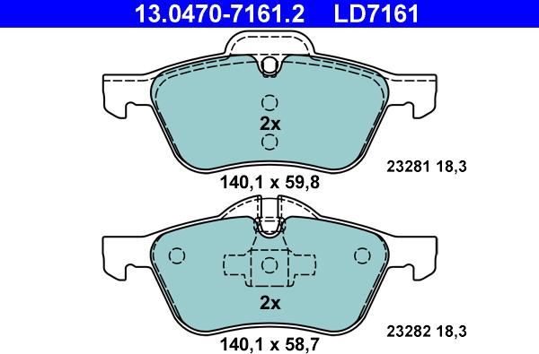 ATE 13.0470-7161.2 - Kit pastiglie freno, Freno a disco autozon.pro