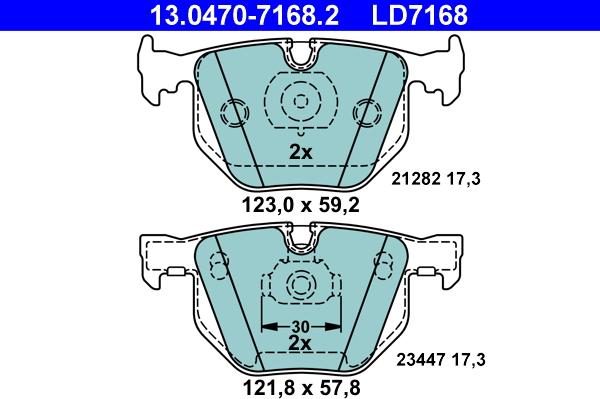 ATE 13.0470-7168.2 - Kit pastiglie freno, Freno a disco autozon.pro