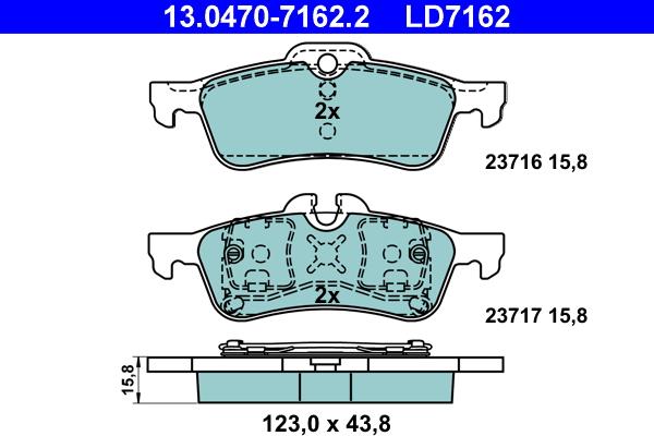 ATE 13.0470-7162.2 - Kit pastiglie freno, Freno a disco autozon.pro